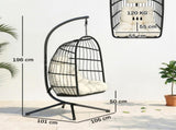 Hanging Egg Chair, Indoor Outdoor Hammock Swing Chair with Stand, Safety Strap, Foldable Basket, T3398P553223