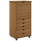 Rolling Cabinet Honey Brown 53 x 39 x 103 cm Solid Pine Wood 42028368