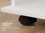 Open Wardrobe Double Mobile Storage Shelves Organizer W/6 Wheels-White T3398P343294