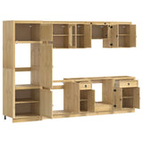 Cabinet with Drawer SKI 9 pcs Honey Brown Solid Pine Wood 3392650