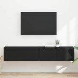 TV Wall Cabinet 2 pcs Black 78.5 x 31 x 29.5 cm Engineered Wood 892212