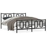 Metal Bed Frame without Mattress with Footboard Black 150x200cm 374261