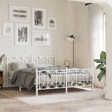 Metal Bed Frame without Mattress with Footboard White 160x200cm 376198