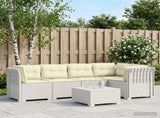 5-Seater Garden Sofa with Cushions Rattan Look PP White 3444058