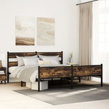 Metal Bed Frame without Mattress Smoked Oak 200x200 cm 3308494