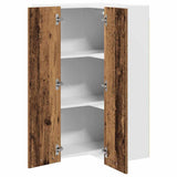 Hanging Cabinet with Door Old Wood and White 57 x 57 x 100 cm 884376