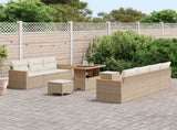 Garden Sofa Set with Cushion 14 pcs Beige and Cream Poly Rattan 3364961
