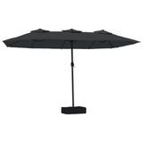 Garden Parasol Black Polyester Large Adjustable Armrests 362951