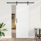 Sliding Door White and Black 83 x 232 cm Solid Pine Wood 3333173