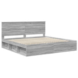 Bed Frame Grey Sonoma 200 x 200 cm Solid Pine Wood 3410970