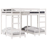 Triple Bunk Bed Frame White 140 x 200 cm Solid Pine Wood 3414565