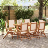 ZNTS 9 Piece Garden Dining Set Solid Wood Acacia and Textilene 3279271