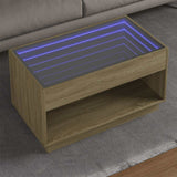 Coffee Table with Infinity LED Sonoma Oak 90x50x50 cm 847667