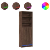 Highboard with LED Brown Oak 69x32.5x200 cm Engineered Wood 3307911