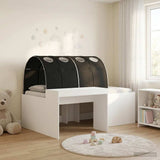 Kids'High Bed Frame with Desk White and Black Engineered Wood 3423682