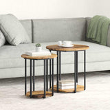 Side Table Set with Shelf 2 pcs Brown 869718