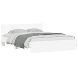 Bed Frame White Engineered Wood, Plywood King Size Modern 3207602
