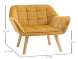 Modern Armchair, Accent Chair with Wide Arms, Slanted Back and Rubber Wood Legs for Living Room, T3398P328135