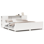 ZNTS Bed Frame without Mattress White 200x200 cm Solid Wood Pine 3323756
