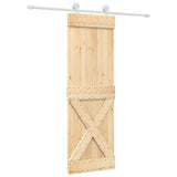 Sliding Door Natural and White 70 x 210 cm Solid Pine Wood 3445016