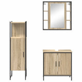Bathroom Furniture Set with Shelf 3 pcs Brown Engineered wood 3345150