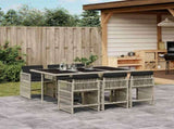 7 Piece Garden Dining Set with Cushions Light Grey Poly Rattan 3211631