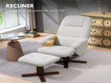 Linen Swivel Recliner Chair with Footstool, Upholstered Reclining Armchair with Wooden Base for T3398P343465