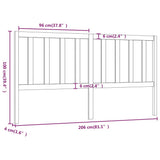 Bed Headboard Honey Brown 206x4x100 cm Solid Wood Pine 817763