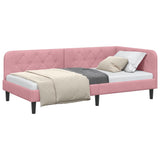 Corner Bed Frame with Headboard Pink 90 x 200 cm Velvet 42016609