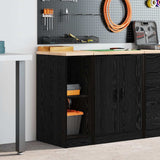 Garage Storage Cabinet Black 30x51x85 cm Solid Wood Pine 860527