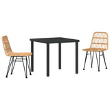Garden Dining Set 3 pcs Brown Powder-Coated Steel 3379191