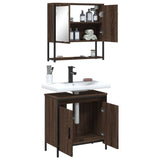 2 Piece Bathroom Furniture Set Brown Oak Engineered Wood 3214664