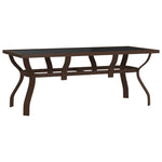 Garden Table Brown and Black 180x80x70 cm Steel and Glass 318773