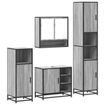 ZNTS 4 Piece Bathroom Furniture Set Grey Sonoma Engineered Wood 3301238