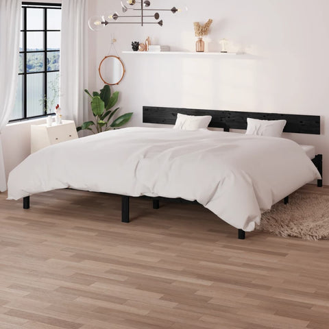 Bed Frame without Mattress Black Solid Wood Super King 810166