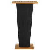 ZNTS Bar Table Black 60x60x110 cm Poly Rattan and Solid Acacia Wood 313463