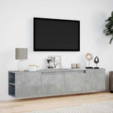 TV Wall Cabinet with LED Concrete Grey 180x31x39.5 cm 3307957