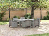 Garden Dining Set 7 pcs Light Grey Polt rattan 3378568