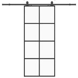Sliding Door with Hardware Set Black 90x205 cm ESG Glass 3375944