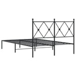 ZNTS Metal Bed Frame without Mattress with Headboard Black 120x200cm 376500