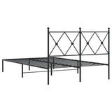 ZNTS Metal Bed Frame without Mattress with Headboard Black 120x200cm 376500