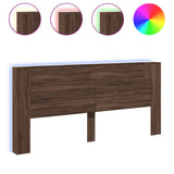 Headboard Cabinet with LED Brown Oak 220x16.5x103.5 cm 839279