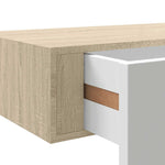 Wall Drawer Shelves 2 pcs Oak and White 60x23.5x10cm MDF 330264