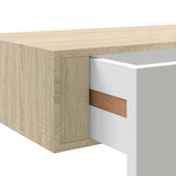 Wall Drawer Shelves 2 pcs Oak and White 60x23.5x10cm MDF 330264
