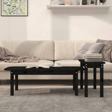 ZNTS 2 Piece Coffee Table Set Black Solid Wood Pine 822366