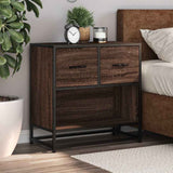 Bedside Cabinet Brown Oak 60x31x60 cm Engineered Wood and Metal 848698