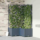 Garden Planter 3 pcs Grey 80 x 80 x 143 cm Plastic 42002864