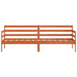 Day Bed with Headboard Wax Brown Solid Pine Wood 877048