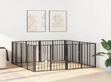 Dog Gate 8 pcs Black 80 x 80 cm Galvanised Steel 892008