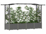 Raised Bed with Trellis and Roof Light Grey 204 x 40 x 141 cm 42032580